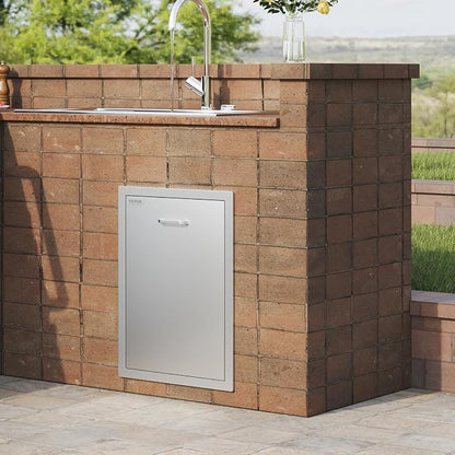 VEVOR Outdoor Kitchen Drawers 17.7"W x 25"H x 22.8"D Stainless Steel | Cabinets Trash Drawer/Door/Combo, for BBQ Island, Patio Grill Station, Access Door Drawers, Handle, Smooth Sliding Rail