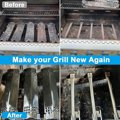 Set of 6 Grill Heat Plates and 6 Burner Tubes with Igniter Electrode Replacement Parts for Nexgrill 6 Burner 720-0898 720-0898A 730-0898 Grill Replacement Parts for Nexgrill Gas Series