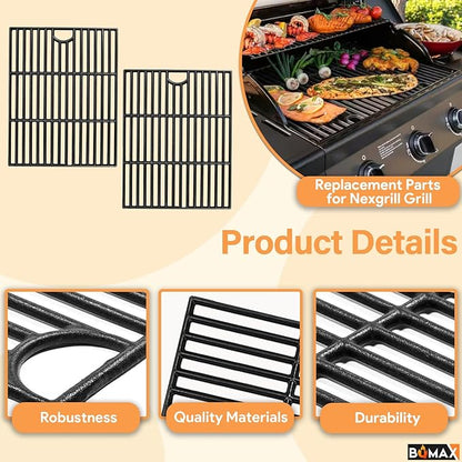 BQMAX Grill Parts for Nexgrill 4 Burner Gas Grill 720-0830H 720-0830 720-0830T, Cooking Grate, Heat Plates Shield and Burner for Nexgrill 4 Burner Replacement Parts for 720-0830h Nexgrills Part