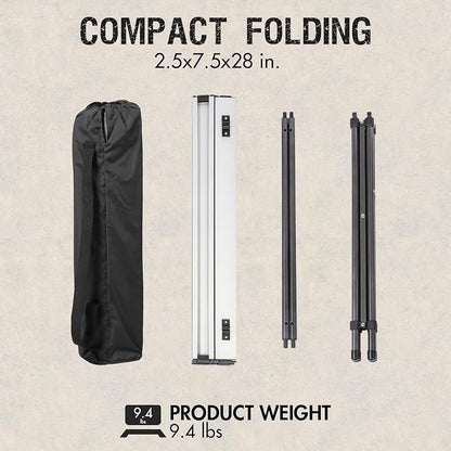Portal Lightweight Aluminum Folding Square Table Roll Up Top 4 People Table | Portable Outdoor Design; Durable Construction; Easy Setup & Storage;Color: White
