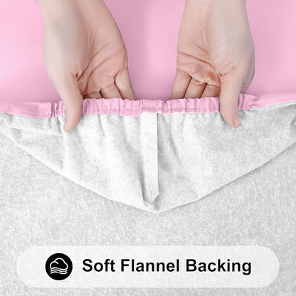 Smiry Rectangle Tablecloth, Elastic Fitted Flannel Backed Vinyl Tablecloths for 5ft Folding Tables, Waterproof Wipeable Table Covers for Valentine's Day, Outdoor, Picnic and Camping (Pink, 30"x60")