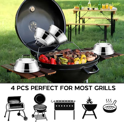 Onader 6 Inch Round Melting Dome Griddle Lid Set of 4, Stainless Steel Small Basting Cover