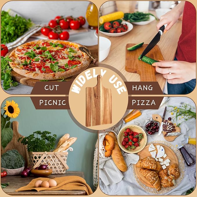 18 Pcs Acacia Wood Cutting Board Set with Handle, Bulk Chopping | Large Serving Boards for Charcuterie, Engraving Ready, 16x10 & 16x5 Inch, Wedding Housewarming Gifts, Natural Acacia Wood