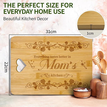 Gifts for Mom from Daughter Son, Mom's Birthday Gift, 12x8.6 Inch Bamboo Cutting Board, Mathers Day Christmas Gifts for Mama,Grandma