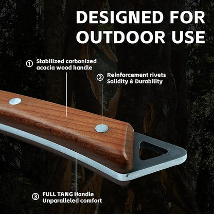 ⁠Tactical Tomahawk Axe, Survival Camping Throwing Axe with Leather Sheath & Gift Box - High Carbon Steel Blade, Acacia Wood Handle for Outdoor Survival Gear, Emergency Tool by ToughEdge⁠