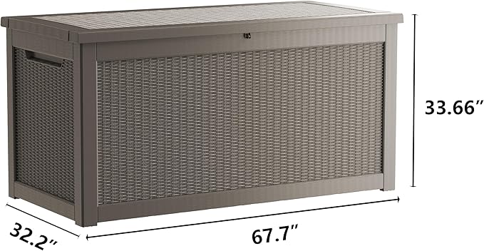 Outdoor Storage Box 320GAL Waterproof Resin Deck Box,UV-Resistant Lockable Delivery Bin for Garden Tools,Large Patio Outside Cushions,Pool Accessories Supplies,Chest,Furniture,Package,Grey