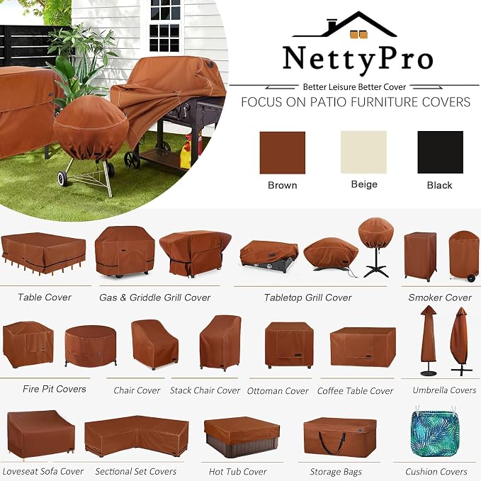 NettyPro Grill Cover for Outdoor Small Grill 32 Inch Waterproof Heavy Duty | 2 Burner Gas BBQ Cover for Outside, UV Protection, Windproof Strap, Air Vent, Fits Weber, Char-Broil, Brinkmann Barbecue