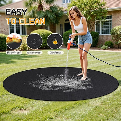 RICHIE 38" Round Fire Pit Mat, Double-Sided Fireproof Under Grill Mat, Deck Patio Protector Pad for Solo Stove Bonfire & Outdoor Fireplace
