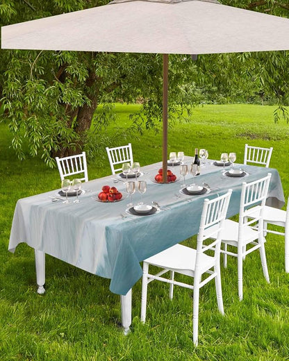 Summer Beach Outdoor Tablecloth - 54x80 Inch Rectangle Dining Table Cover, Coastal Ocean Nautical Seaside Aqua Beige Waterproof Outdoor Table Cloth with Umbrella Hole & Zipper for Picnic/Patio/Party