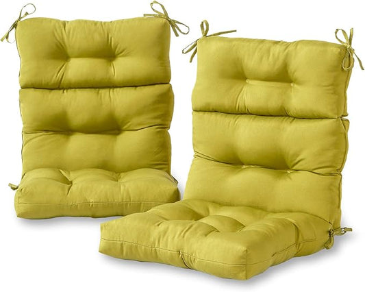 Greendale Home Fashions Outdoor 44 x 22-inch High Back Chair Cushion, Set of 2, Lime 2 Count