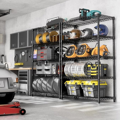 M MZG 1750 lbs Steel Storage Shelving 5-Tier Utility Shelving Unit Steel Organizer Wire Rack for Home,Kitchen,Office,Garage, 1750 LBS Capacity 17.7" D x 47.2" W x 72.3" H (Pack of 2)