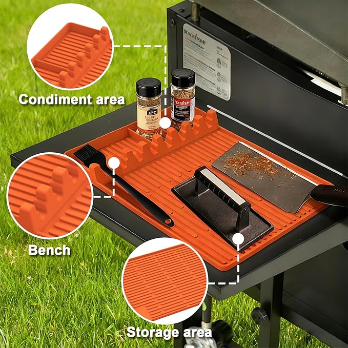 Full-Edge 36" Silicone Griddle Cover, with 16" Silicone Spatula Mat and Grease Cup Liners, Compatible with Blackstone Griddle, Perfect All-Season Outdoor Protection Combination