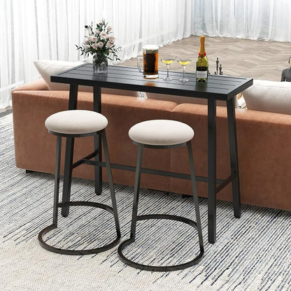 COSTWAY 36" Outdoor Bar Table, Rectangular High Pub Table with Adjustable Foot Pads, Patio Counter Height Dining Table for Balcony, Backyard, Indoor, Black | Adjustable Foot Pads, Patio Counter Height Dining Table for Balcony, Backyard, Indoor, Black