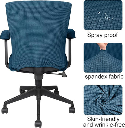 Tallew 4 Pcs Office Chair Covers Stretchable Armrest Seat,XL,Emerald | Universal Fit Office Desk Chairs, Protective Seat Backrest Slipcovers, Stretchable Prevent Wear, Easy Install for Rotating