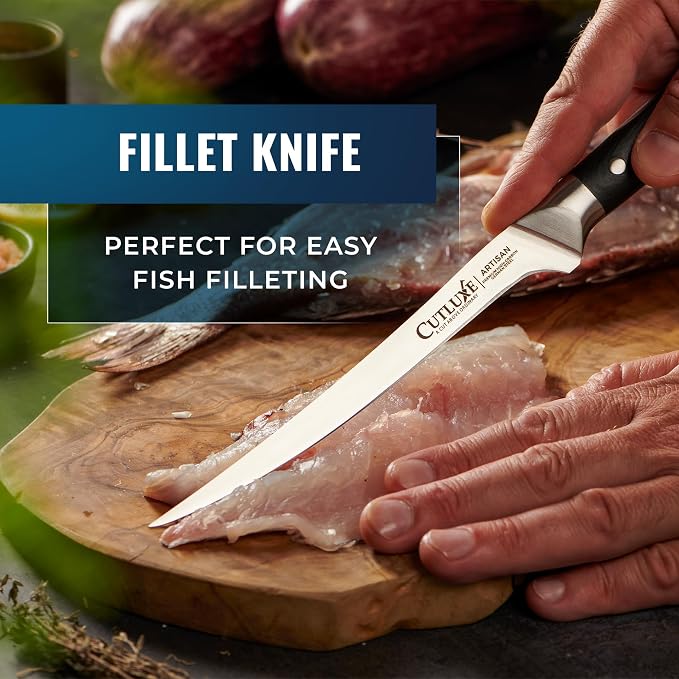 Cutluxe Butcher Knife Set, Brisket, Breaking, Boning & Fillet for Meat | BBQ Carving Blades, Ultra Sharp German Steel, Full Tang Ergonomic Handles – Grilling Gift for Men