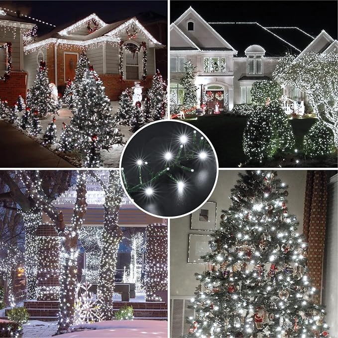 500 LED White Christmas String Lights, Plug in Twinkle Fairy Lights with 8 Modes & Timer, Waterproof Connectable Lights for Indoor Outdoor Home Party Wedding Bedroom Tree Decoration