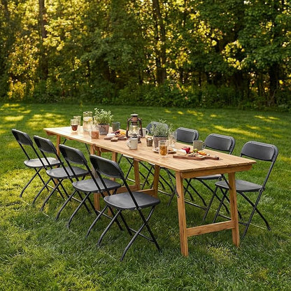 DUMOS Folding Chairs Sets of 8, 330lbs Plastic Stackable Portable Patio Dining Sets, Fold Up for Indoor Outdoor, Camping, Garden, Party, Meeting, Black