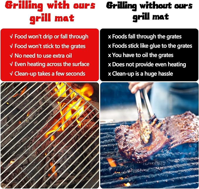 UBeesize 6 Pack Black Grill Mats for Outdoor Grill, Heavy Duty BBQ Grilling Matt & Oven Liners, Resuable, Easy to Clean, Works on Gas Charcoal Electric Grill, Smoker, Oven -15.75 x 13 Inch