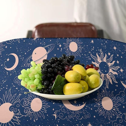 Moon Sun Tablecloth Vintage Star Magical Galaxy Space Boho Celestial Table Cloth Water Resistant Wipeable Table Cover for Farmhouse Picnic Party Holiday Kitchen Dinner Table 60"x120"