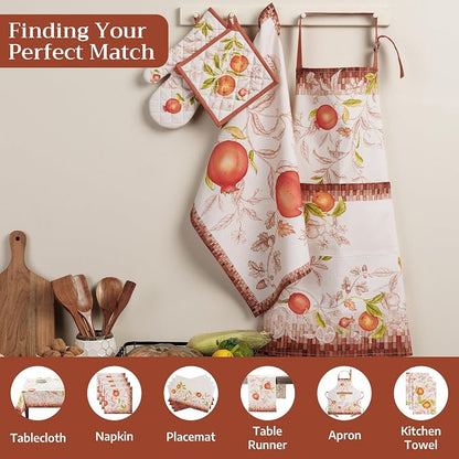 Maison d'Hermine Oven Gloves 100% Cotton Oven Mitt (7" x 13", Pack of 1) | With Loop Heat Resistant BBQ Cooking Gloves Baking Kitchen Handling Hot Pans Thanksgiving Christmas - Vintage Harvest