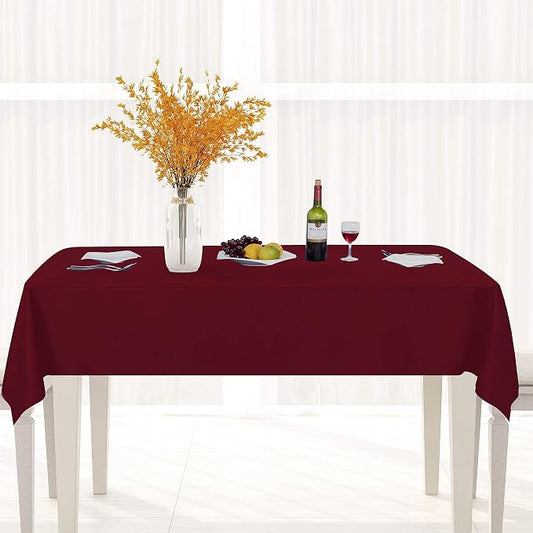 sancua Waterproof Vinyl Tablecloth Table Cloth 54x78 Inch, Burgundy | 100% Oil Spill Proof, PVC Material, Wipe Clean Rectangle Table Cover for Dining Tables, Buffet Parties and Camping