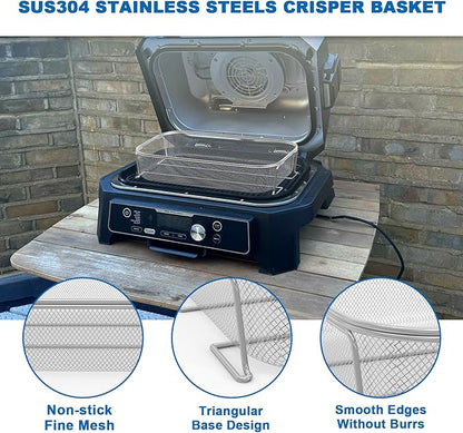 Crisper Basket & Smoke Rack for Ninja Woodfire Pro XL Outdoor Grill & Smoker OG800 OG900 Series, Non-Stick Air Fryer Basket with Roast Stand for Ninja OG850 OG951 OG901 OG952 Grill Accessories