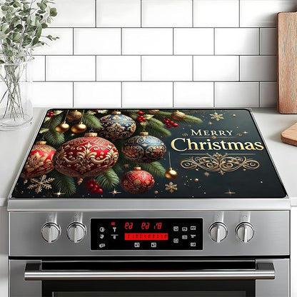 Christmas Stove Top Cover Snowman Stove Top Cover for Home Decoration Kitchen Pad Non-Stick Washable Cooktop Covers Countertop Protector Keep Stove Clean 28"x20" (Ball)