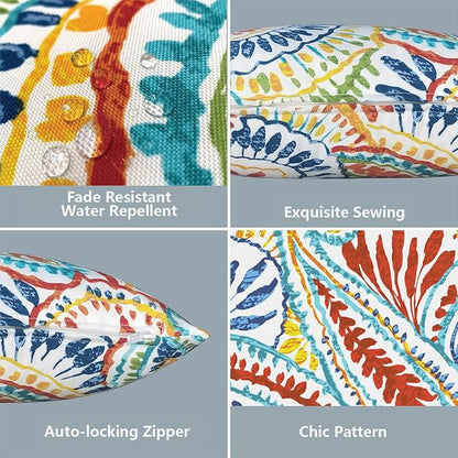 LVTXIII Outdoor Lumbar Pillow Covers, Patio Decorative Lumbar Pillow Cases ONLY, Fluffy Fade-Resistant Lumbar Cushion Cases for Home Balcony and Garden, 12x20 Inch, Pack of 2, Paisley Multi