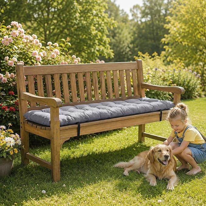 2pcs Picnic Table Bench Cushions, 72 x 10 x 3 Inch Outdoor Bench Seat Cushions with Ties, Tufted Patio Bench Pads for Picnic Table, Garden, Porch, Patio and Backyard Seating