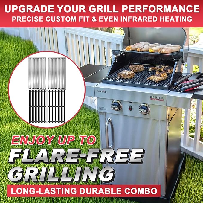 17 Inch Emitter Plates & Cooking Grates for Charbroil TRU-Infrared 463642316 463675016 466642416 463644220 463632320 463644220 463675016P1, Infrared Grill Grate for Charbroil G362-2100-W1,G369-0030-W1