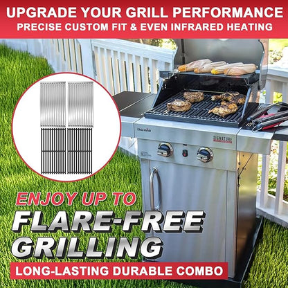 17 Inch Emitter Plates & Cooking Grates for Charbroil TRU-Infrared 463642316 463675016 466642416 463644220 463632320 463644220 463675016P1, Infrared Grill Grate for Charbroil G362-2100-W1,G369-0030-W1