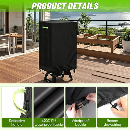 420D Vertical Smoker Cover Fit for Pit Boss Series 3, 23x22x47in | PU Coating, Waterproof Buckle, Bottom Drawstring,Waterproof Grill BBQ Cover Outdoor with Buckle