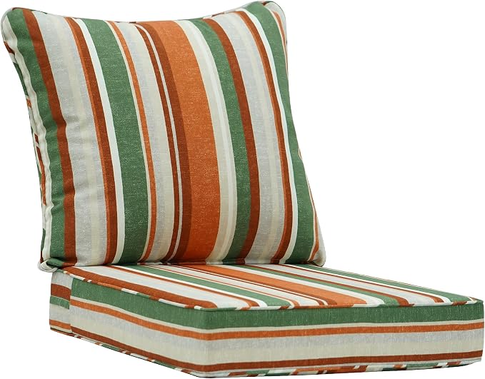 Deep Seat Patio Cushions Set 24 x 24 Inch,Olefin Fabric Outdoor Seat Cushion,Patio Furniture Cushions with Removable Cover,Rain-Proof and Fade Resistant Deep Seat Bottom & Back Cushion,1set