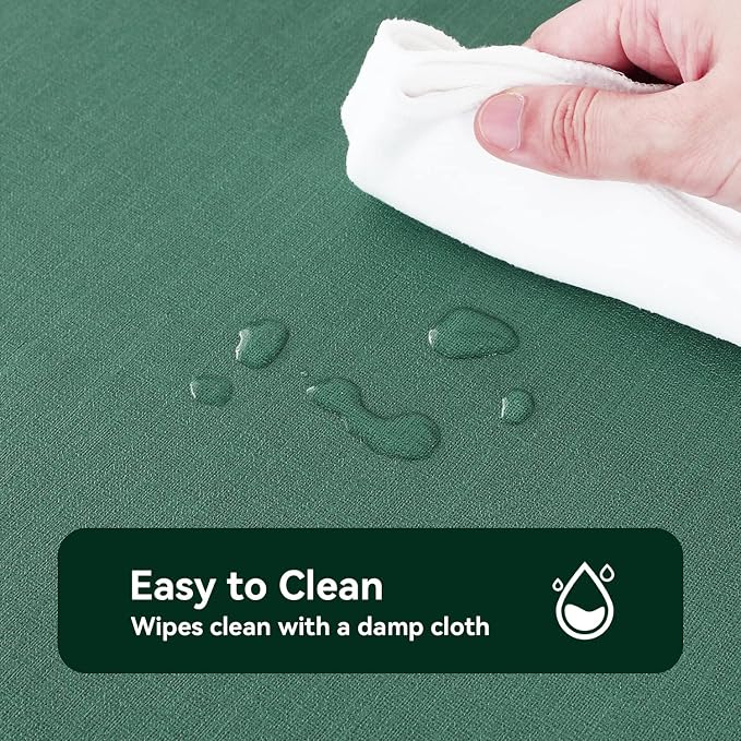 Romanstile Christmas 100% Waterproof PVC Tablecloth, Square Oil Spill Proof Stain Resistant Vinyl Table Cloth, Wipe Clean Plastic Table Covers for Kitchen/Dining/Parties - 54 x 54 Inch, Dark Green