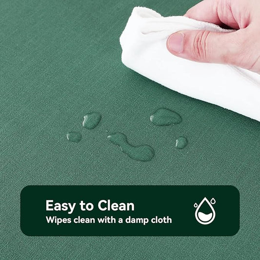 Romanstile Christmas 100% Waterproof PVC Tablecloth, Square Oil Spill Proof Stain Resistant Vinyl Table Cloth, Wipe Clean Plastic Table Covers for Kitchen/Dining/Parties - 54 x 54 Inch, Dark Green