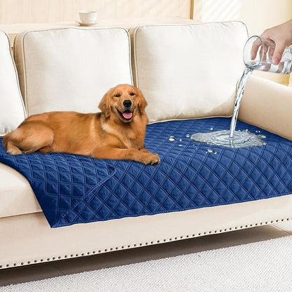 Smiry Waterproof Reversible Pet Couch Covers for Dogs | Pet Friendly, Soft Fabric, Washable Sofa Furniture Protector for Dogs Cat Kids, Checkered (30"x70", Navy/Navy)