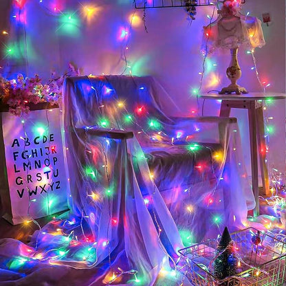 197FT 600 LED Outdoor String Lights, Multicolor Christmas Lights Indoor | Plug in Waterproof 8 Modes Clear Wire String Twinkle Lights for Bedroom Outside Patio Yard Xmas Party Wedding Decorations