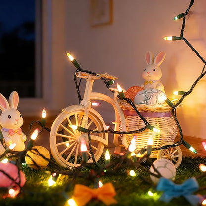 BrizLabs Easter Lights String, 34.8ft 150 Count Pastel Lights Connectable | UL Certified; Incandescent String Light Plugin, Incandescent Christmas Lights Green Wire for Easter Tree Indoor Outdoor Decor