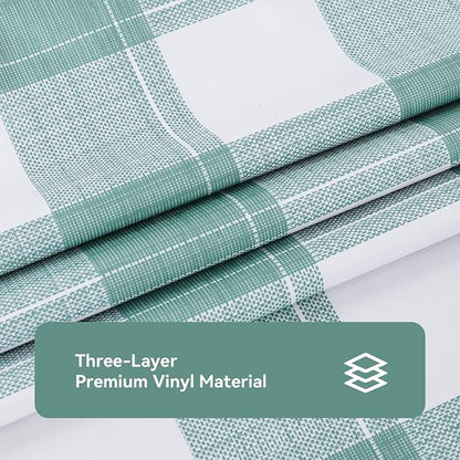 Romanstile Rectangle Plastic Tablecloth, 100% Waterproof Oil-Proof Checkered PVC Table Cloth, Heavy Duty Vinyl Table Cover for Dining, Camping, Picnic, Outdoor - 54 x 120 Inch, Sage Green Checkered
