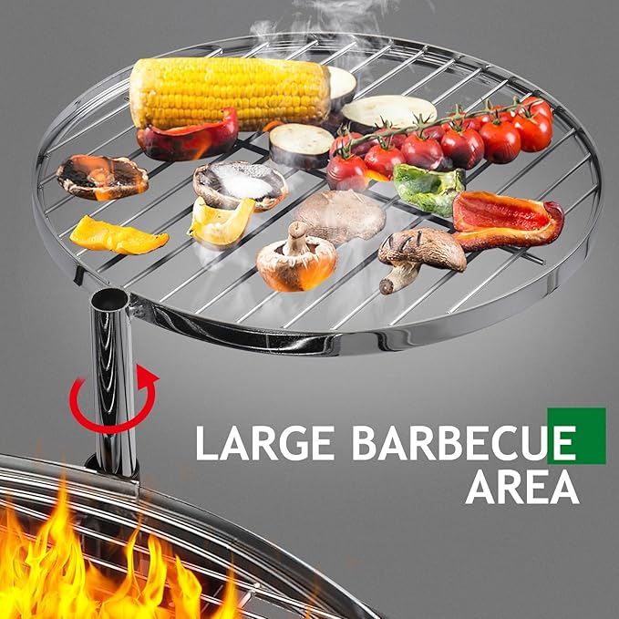 Black Barbecue Grill, Portable Outdoor Charcoal Grill, Grill Rotisseries, Rotatable BBQ Rotisserie,Charcoal Grill Rotisserie Roaster System,Outdoor Cooking Barbecue Camping BBQ Grill 85 X 85 X 108CM