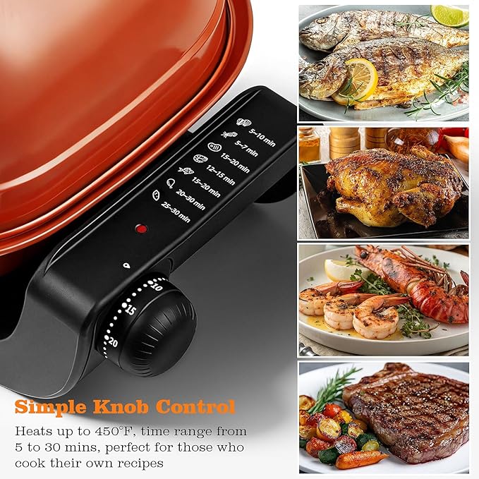 Electric Grill, Techwood 3-in-1 Indoor Grill, Odor-Free 3-Layer Filter Korean BBQ Grill, Timer Control Knob, Double Sided Heating, Roast, Toast, Grill & More for Parties & Everyday Meals, 1300W