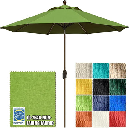 EliteShade USA 10-Year-Non-Fading 10Ft Market Patio Umbrella, UPF 50+ UV Protection Performance Sun Umbrella, Heavy Duty Commercial Grade Outdoor Table Umbrella with Crank & Tilt, Windproof Vented Top for Garden, Pool, Deck and Outdoor Playsets, Ginkgo