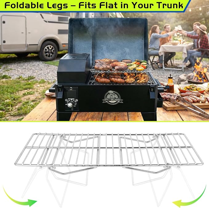 Smoking Rack for Pit Boss 150 Grill Beef Jerky Second Rack Portable Pellet Smoker Grates for Traeger Ranger Scout Portable Tabletop Replacement Parts Pitboss PB150PPG PB150PPS Accessories