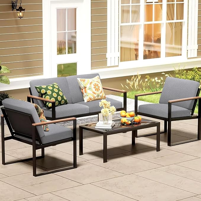 8Pcs Patio Cushion Covers, Outdoor Stretch Cushion Covers, Washable | Stretch Fit, Replacement, Washable and Reusable Furniture Protectors, Fits most patio furniture cushion covers, Cover Only