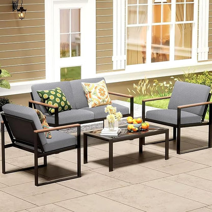 8Pcs Patio Cushion Covers, Outdoor Stretch Cushion Covers, Washable | Stretch Fit, Replacement, Washable and Reusable Furniture Protectors, Fits most patio furniture cushion covers, Cover Only