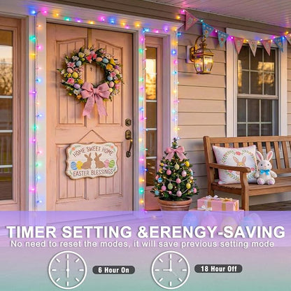 262FT 800 LED Outdoor String Lights, Pastel Multicolor Christmas Lights | Plug in Waterproof 8 Modes Clear Wire String Twinkle Lights for Bedroom Easter Outside Patio Yard Xmas Party Decorations