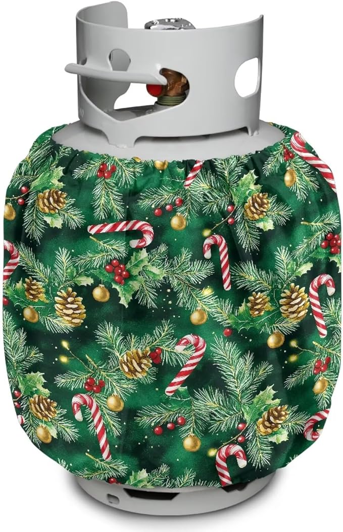 Xmas Tree Propane Tank Cover 20lb Christmas Gas Tank Cylinder Cover for All Season Heavy Duty RV Gas Cylinder Protector for Outdoor Gift for Holiday