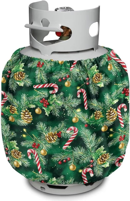 Xmas Tree Propane Tank Cover 20lb Christmas Gas Tank Cylinder Cover for All Season Heavy Duty RV Gas Cylinder Protector for Outdoor Gift for Holiday