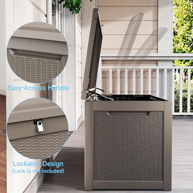 320 Gallon Deck Box Large Outdoor Storage Box Waterproof for Patio Furniture,Outdoor Cushions,Garden Tools and Pool Supplies,Weatherproof(Grey,320Gallon)
