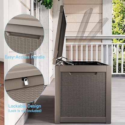 320 Gallon Deck Box Large Outdoor Storage Box Waterproof for Patio Furniture,Outdoor Cushions,Garden Tools and Pool Supplies,Weatherproof(Grey,320Gallon)